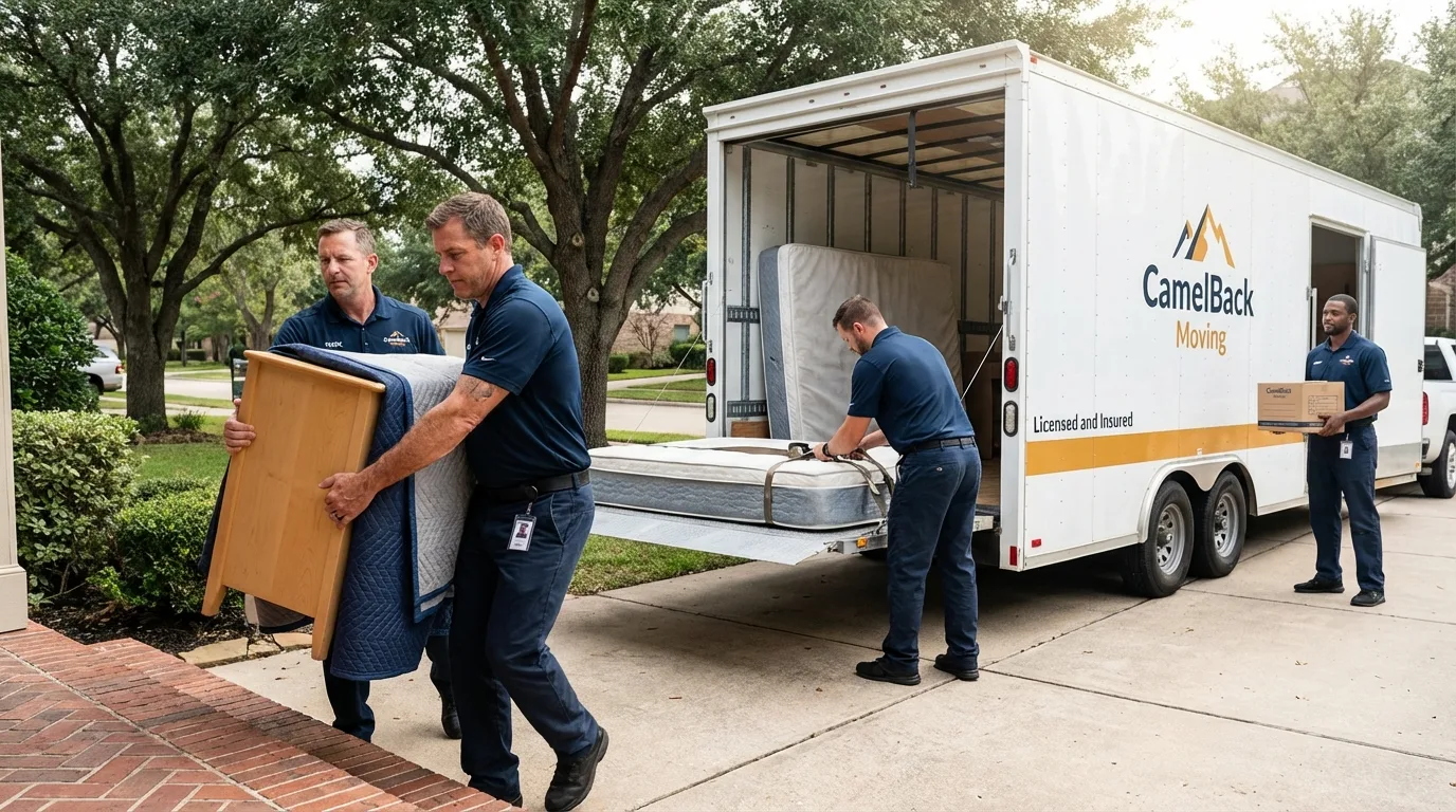Crew loading residential truck for cross-state move from Twin City, GA