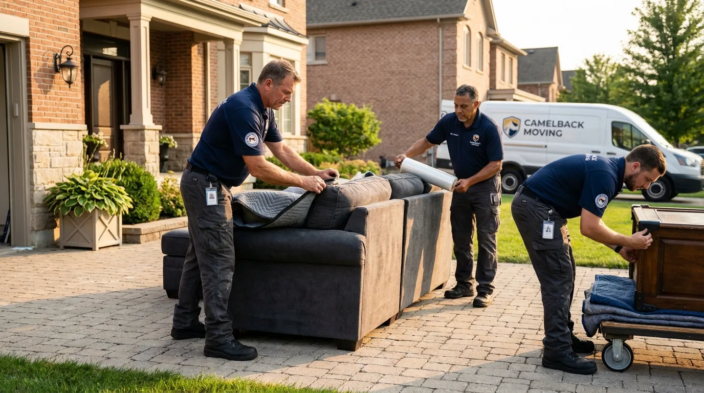 Large estate moving crew wrapping furniture in Twin City, GA
