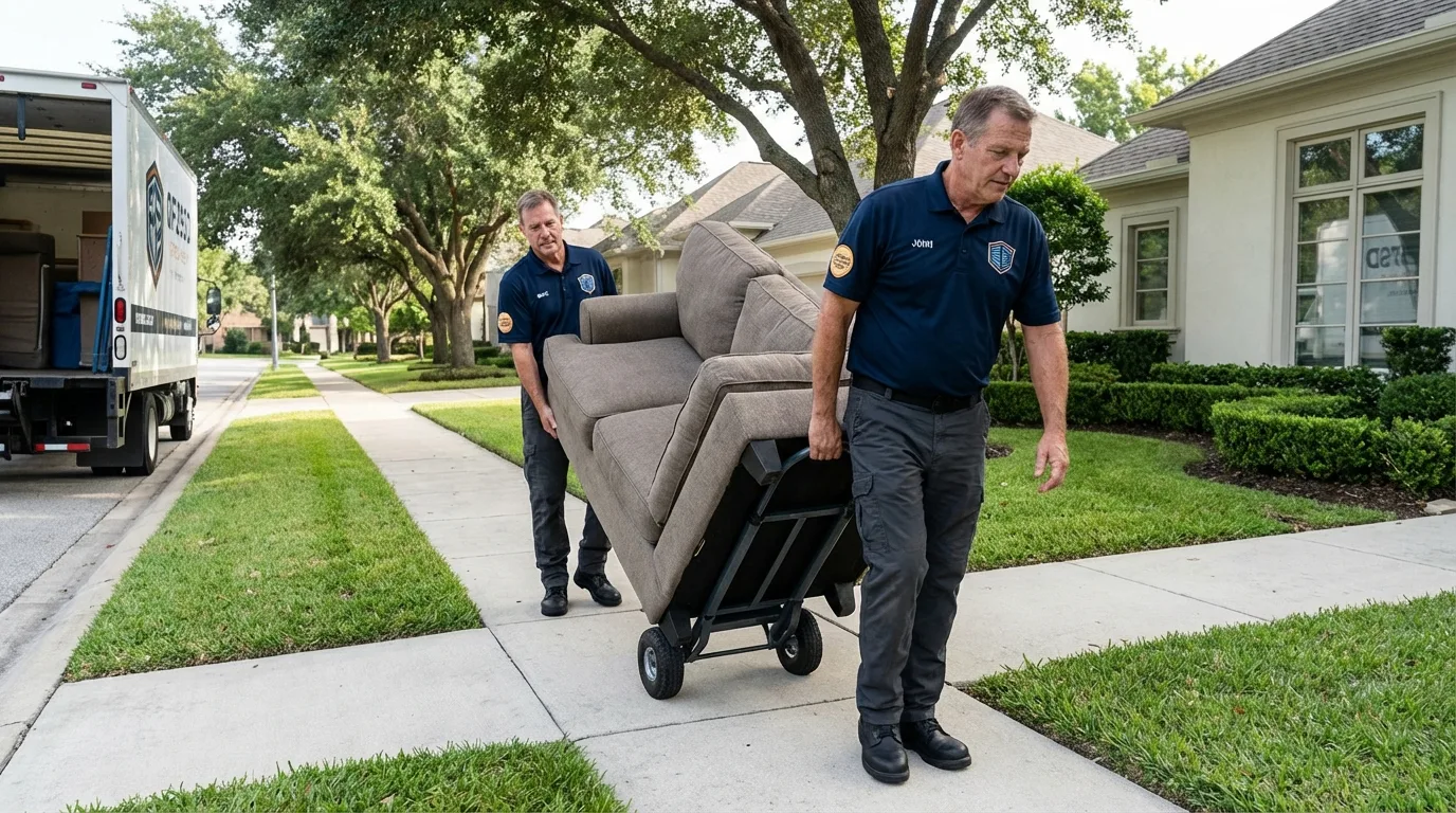 Local residential moving crew loading furniture in Twin City, GA