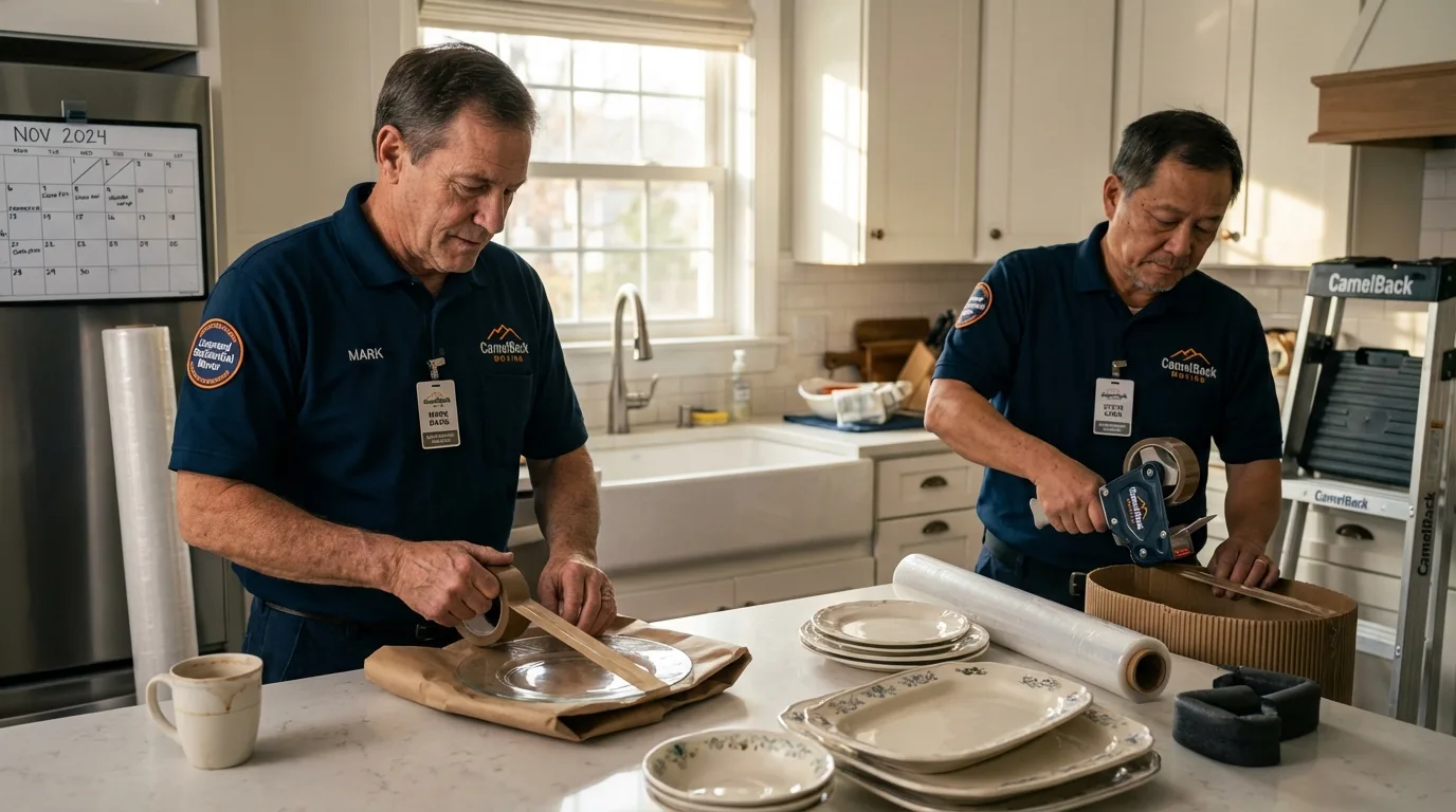 Professional crew packing kitchen dishware in Twin City, GA