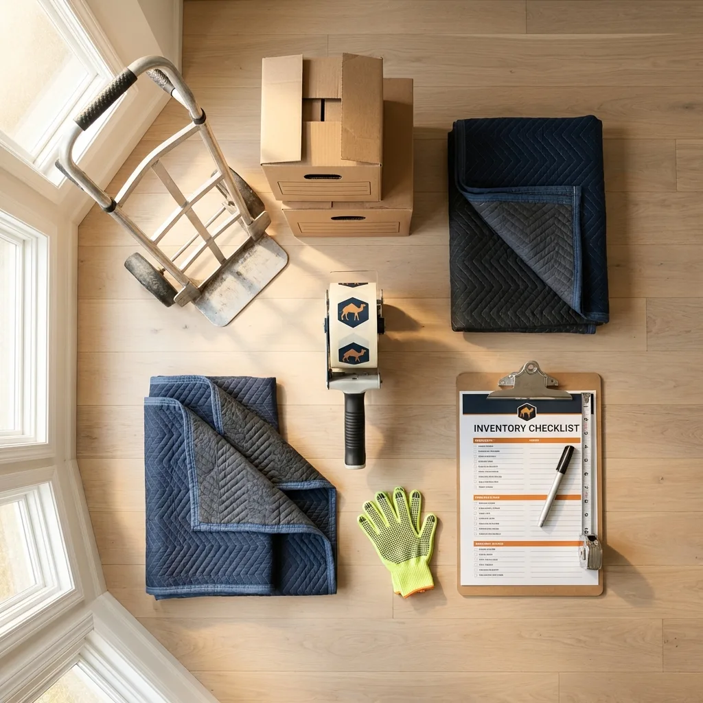 Professional moving supplies and packing materials layout for Twin City residential relocations